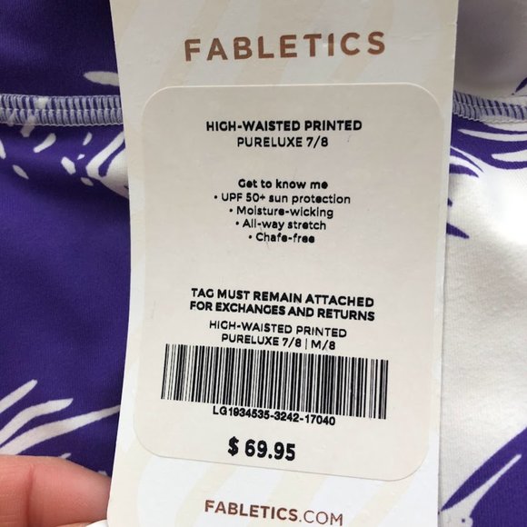 Fabletics Purple palm print High waisted gym pants - Picture 5 of 6